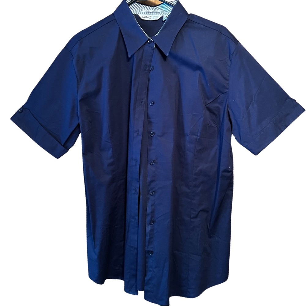 Esabel Woman’s Short Sleeve Button Up Dress Shirt-size xxl